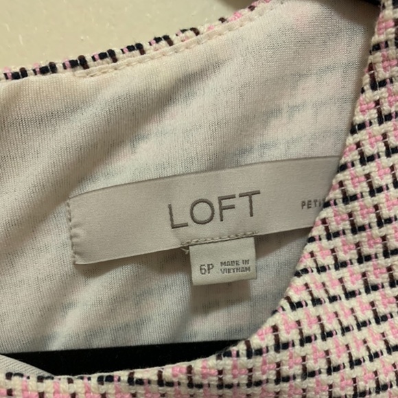NWOT Loft Pink Tweed Dress with Fraying - Picture 4 of 4